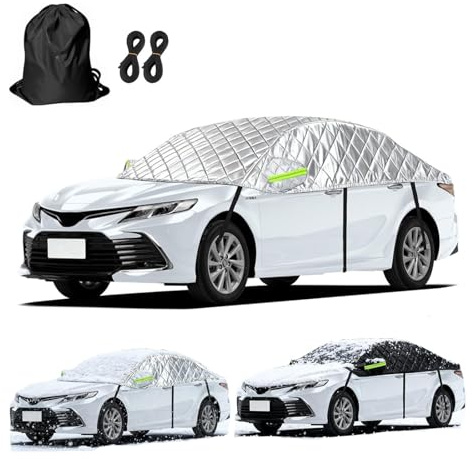 Halbgarage Autoabdeckung Wasserdicht für Tesla Model Y 2020-2025, Halbe Autoabdeckung Winter, Frostschutz, Sonnenschutz, Schneeschutz, Autoglasschutz