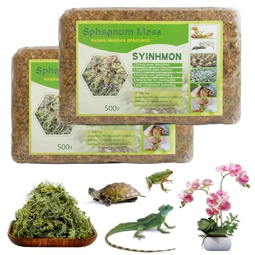 Sphagnum Moos Pflanzen, TGKYK 2 X 500g Spagnummoos für Pflanzen, Ernährung Organisches Torfmoos, Reptile Sphagnum Moss für Moose, Reptilien, Dekorationen