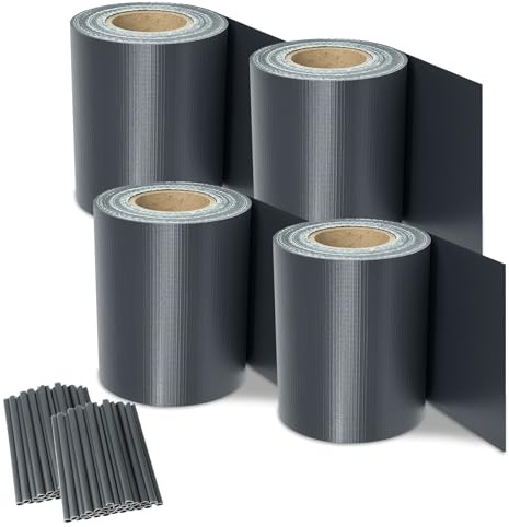 Vkechh Sichtschutzstreifen für Doppelstabmatten, 210m x 19cm Wetterfester PVC Sichtschutz (450g/m²) inkl. 180 Clips. Ideal für Doppelstabmattenzaun, Garten & Balkon, Anthrazit