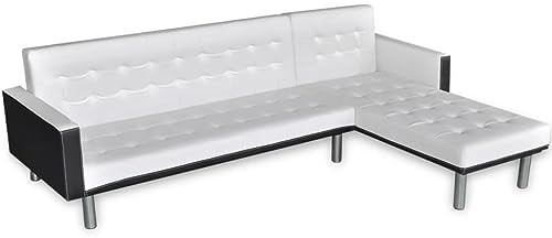 vidaXL Eck-Schlafsofa, Kunstleder, Weiß