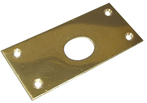 Riegelschließblech gerade, mit ovalem Loch, 78 x 34 mm, Messing blank | Schliessblech