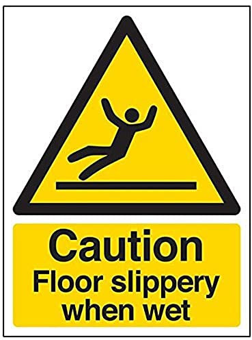 VSafety 63044AN-S Schild „Caution Floor Slippery When Wet“ Schild, 150 mm x 200 mm, 3 Stück