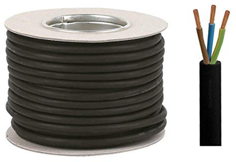 25M - Tough Rubber Cable 3 Core 0.75mm H05RR-F Black Flex