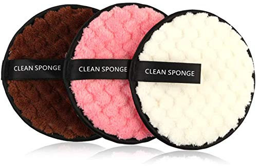 Vtrem 3Pcs Tampons Démaquillants Lavable Coton Lavable Éponge Lingettes Démaquillage Réutilisable Lingettes Nettoyantes Visage Chiffon Soins De Peau Makeup Pads Démaquillant Microfibre