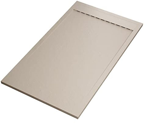 Prestige, receveur de douche en marbre minéral, grille latérale, crème, 80 x 150 cm