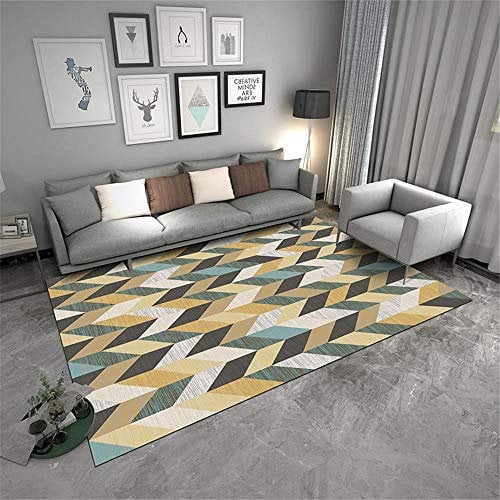 Auslegware Teppichboden Frisches atmungsaktives weiches Teppichschlafzimmer des geometrischen Entwurfsfrisches Designer Teppich Beige Babyzimmer Junge gelb 200X300CM