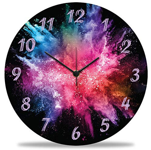 GRAVURZEILE Wanduhr aus Holz Splash Love 2.0 - 100% Lautlos kein Ticken absolut geräuschlos - 30 cm Ø - Design Wanduhren für Wohnzimmer Schlafzimmer & Küche