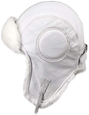 Insun Unisex Wintermütze Fliegermütze Schaffell Trappermütze mit Winddichte für Outdoor Ski Sport Weiß L