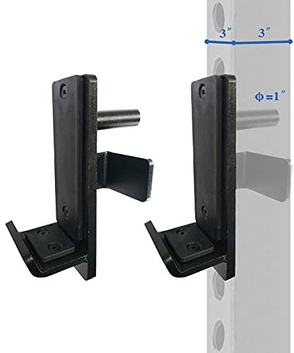 Power Rack Attachment Steel J Hooks for Power Racks fit 3x3 inches Square Tube with 1 inch Hole Power Cages Capacity of 800lb (Pair)