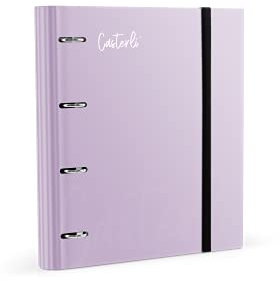 Casterli 72997 - Carpeta 4 anillas troquelada color Basic, Tapa forrada mate, Tamaño 320 x 275 x 40 mm, colores surtidos, Anillas de 40mm (LILA)
