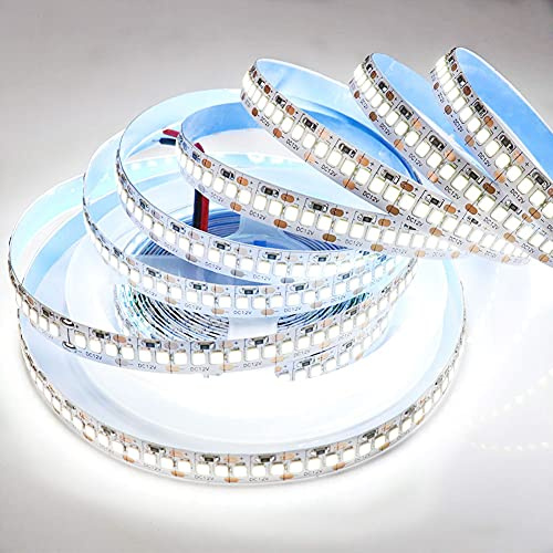 SUYOOULIN LED-Streifen SMD 2835, DC12V 1200LEDs 16.4Ft 26000LM High Density LED Light Strips Non-Waterproof IP21, 3 mal Helligkeit im Vergleich zu SMD3528 LED, kaltweiß 6500K