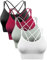 Sykooria Sport BH Damen Gepolstert Bustier Damen BH ohne Buegel Spaghettiträger Cross Back Design Push up BH Sport Bra Top für Yoga Fitness, Schwarz+Weinrot+Grün+Weiß L