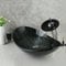 chicstyleme Tischwaschbecken Waschbecken im Bad Aufsatzbecken mit Armatur Aufsatzwaschbecken Glasbecken Becken aus Gehärtetem Glas Round Waschbecken Aufsatzbecken aus Glas