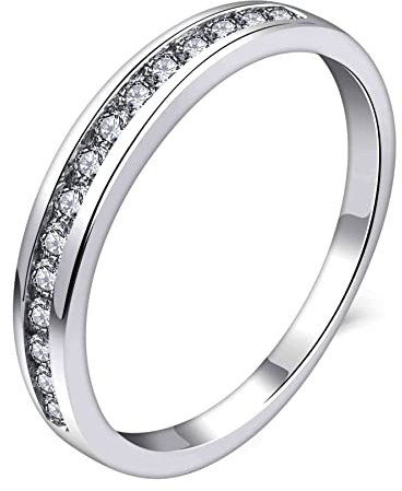 YL Damen Ewigkeitsring 925 Sterling Silber Schliff April Geburtsstein weißen Zirkonia Jahrestag Verlobungsring(Größe 56)