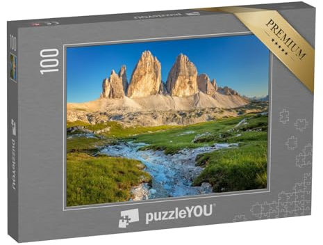 puzzleYOU: Puzzle 100 Teile „Die berühmten DREI Zinnen in den Dolomiten, Italien“ – aus der Puzzle-Kollektion Berge, DREI Zinnen