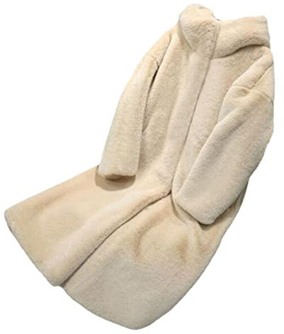 Wintermantel Frauen Kunstpelz Mantel Koreanisch Kapuzen Lange Jacke Lose Dicke Warm Faux Pelz Jacke, beige, 38