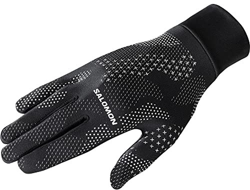 Salomon Cross Warm Handschuhe Unisex, Praktisches Design, Atmungsaktiv & wärmend, stylisches Design, Deep Black, AO, Reflective Silver, S