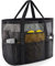 SRISE Netz-Strandtasche – große Strandtasche für Familie, Strandtasche für Spielzeug und Urlaubsutensilien, Schwarz, 16.5 x 8.5 x 15