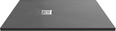 nuie NLT71024 Modern Bathroom Slimline Rectangular Shower Tray - Grill Not Included, 900mm x 1200mm, Slate Grey