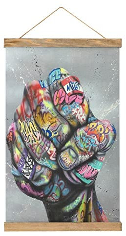 YBEL Graffiti Faust Scroll Poster Stoff Bild Kunst Holz DIY Rahmen Hängende Druck Aufhänger für Raumdekoration Öl Leinwand Kit Geschenk
