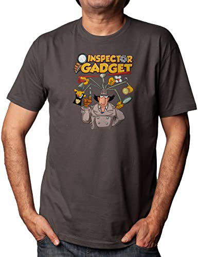 Camisetas EGB Camiseta Adulto/Niño Inspector Gadget Ochenteras 80´s Retro Comic Tallas Especiales (Gris, 5XL)