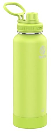 Takeya Actives 40 oz Vacuum Insulated Stainless Steel Water Bottle with Spout Lid, Premium Quality, Citron Green