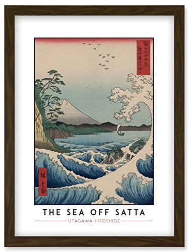 Wee Blue Coo Utagawa Hiroshige The Sea Off Satta Painting Artwork Framed Wall Art Print A4