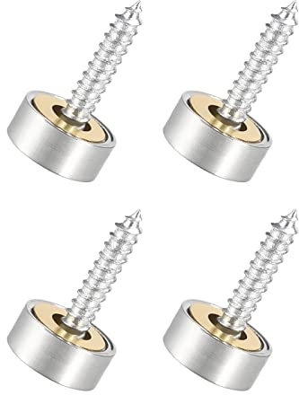 QUARKZMAN 12mm Miroir Vis Cache Vis x 4PCS Brossé Inoxydable Acier Décoratif Capuchons Couvercle Attaches pour Décoratif Miroir et Signe Publicité Quincaillerie, [Argent]