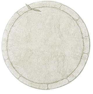 Lorena Canals Tapis lavable, motif feuilles de bambou, pour salon, chambre à coucher, chambre d'enfant, fait à la main, coton naturel, taille : Ø 122 cm