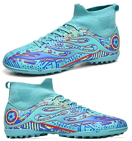 HESBITEUL Fußballschuhe Herren High Top Spikes Cleats Jugendliche Trainingsschuhe Professionelle Outdoor Fußballschuhe Männer Football Schuhe Unisex