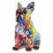 Monkimau Bulldoggen Figur mit Graffiti Motiv - Deko Statue Skulptur für Zuhause und Garten - Handgefertigte Hundefigur