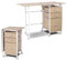 SFAREST Folding Computer Desk, Rolling Laptop Table with Wheels and Drawers, Portable PC Writing Workstation for Home, Office and Study (Oak, 105 x 50 x 75cm)