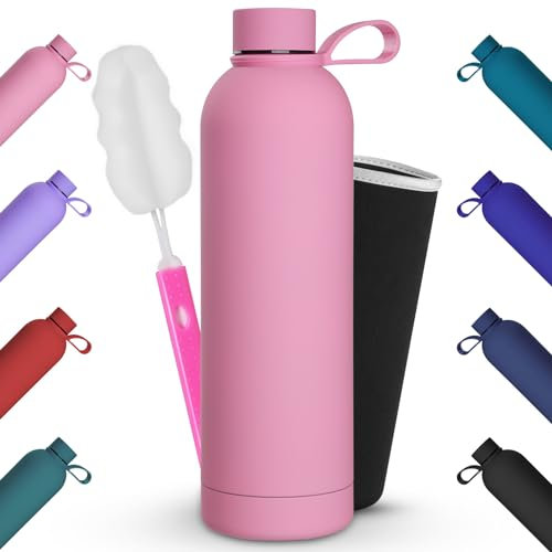 Geepen 1L Wide Mouth Stainless Steel Water Bottle, Vacuum Insulated Double Walled Metal Water Bottle, 12 Hours Hot and 24 Hours Cold Drink Bottles, for Outdoor Sports
