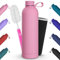 1000ML Bottiglia Termica Tappo con Manico,Geepen 1L Bottiglia d'Acqua in Acciaio Inox+Borsa Portabile+Spazzola Tenere 12HCaldo/24Freddo Opaco Borraccia Isolamento a Ciclismo,Scuola,Palestra,Sport Rosa