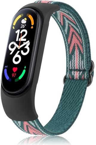 Vancle Armband für Xiaomi Mi Band 7/6/5 und Amazfit Band 5 - Weiches Nylon Uhrenarmband, Elastisch Verstellbar, Sportliches Ersatzband für Damen und Herren