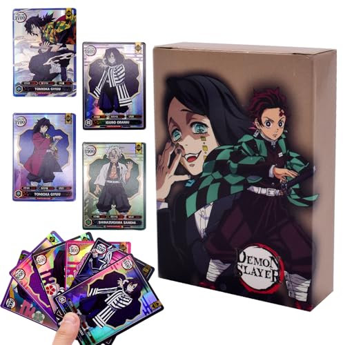 FISAPBXC Demonslayer Anime Karten Set, 50 Stück Sammelkarten Card Games Trading Pack Geburtstagsgeschenk für Kinder