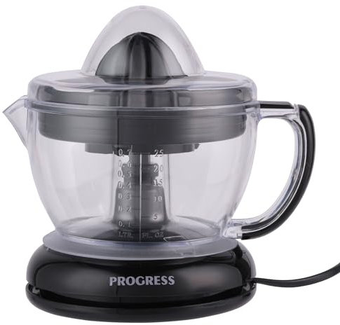 Progress EK5881 Compact Citrus Juicer - 700ml BPA Free Jug With Measurements, Includes Small & Large Juicing Cones, Multidirectional Rotation For More Juice, Built-In Easy Pour Spout, Detachable Base