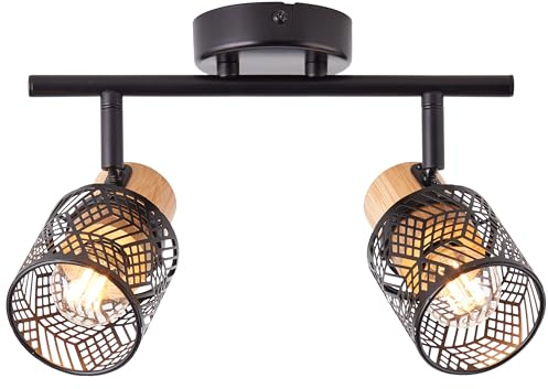 Brilliant Lampe Santy Spotrohr 2flg schwarz/natur Metall/Textil braun 2x D45, E14, 42 W