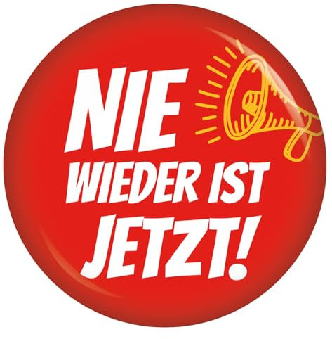 Nie wieder ist Jetzt! 56mm Buttons Anstecker Kiwikatze Frieden