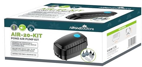 AllPondSolutions Outdoor Koi Fish Pond Air Pump Kit with Air Stone Included, Air Hose, Return Valve 13 Litre Minute Flow Rate