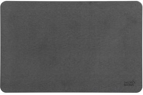 Taylor & Brown Stone Bath Mat Diatomaceous Earth Bathroom Shower Non-Slip Super Absorbent Quick Dry Floor Kitchen Anti Mould Antibacterial Natural Easy to Clean 60x39cm, Plain, Dark Grey