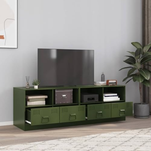 ZEYUAN TV Cabinets 2 pcs Olive Green 67x39x44 cm Steel,Tv Stand Cabinet,Tv Units For Living Room,Electric Fireplace Tv Stand