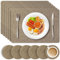 HEFTMAN Gold Placemats and Coasters - Set of 6 Large PU Leather Coasters and Place Mats for Table, Heat Resistant up to 100℃, Stain Resistant Wipe Clean Placemats, 43cm x 30cm