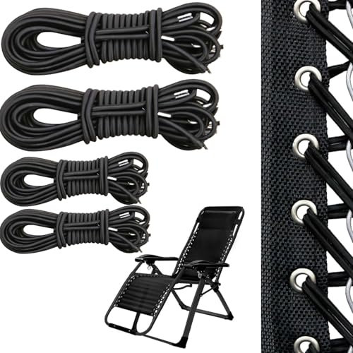 Raykce 4 Stück Gummiband für Liegestuhl, Ersatzkordeln für Zero Gravity Chair - Universal Elastische Schnur für Sonnenliege Schnürsenkel Loungesessel, für Sessel Liegestühle Zero Gravity Gartenstuhl