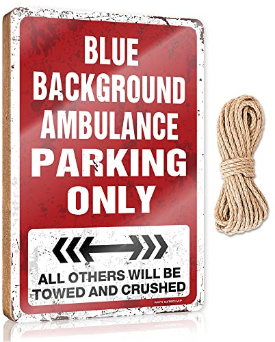 Decorazione da appendere alla parete con sfondo blu, ambulanza, parcheggio, cartello in legno per bar, decorazione divertente per la casa (20 x 30 cm)