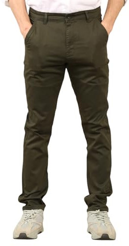 MYT Mens Chinos Trousers Slim Fit Cotton Stretch Chino Pants All Waist Sizes (UK, Waist & Inseam, 38, 32, Olive Green)