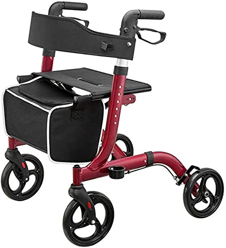 Faltbarer Rollator für Senioren, Erwachsenenlaufer, Aluminium, zusammenklappbar, ältere Menschen mit Rädern und Sitz, verstellbarer Griff