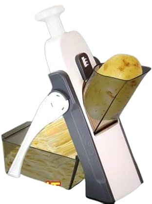 Mandolina de Cocina Multifuncional - Cortador de Verduras con Cuchillas Ajustables, Diseño Antideslizante, Ideal para Cortes Rápidos y Seguros, Incluye Protector de Mano y Recipiente Integrado