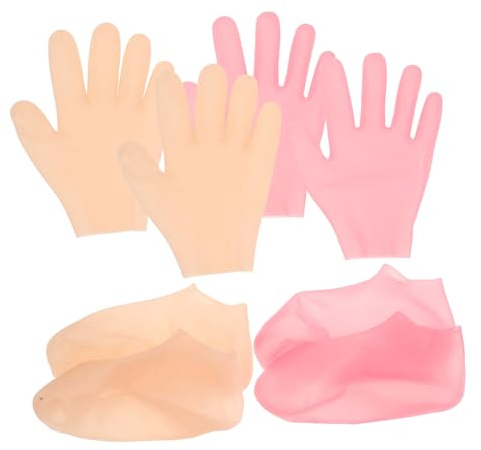 IWOWHERO Silikon Fußmasken Socken Feuchtigkeitshandschuhe Elastisch Für Trockene Füße Hände Peeling Schutz Gegen Risse Spa Pflege Für Weiche Haut Wiederverwendbar Fuß Und Handpflege