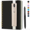 DWIYITTN Notizbuch A5 Liniert, Hardcover Spiralbindung 80 Blatt /160 Seiten Notizbuch mit Stift & Kunstleder-Stifthalter Collegeblock Notizblock für Arbeit Büro Schule 14,5 x 21cm 80 g/m² -Schwarz